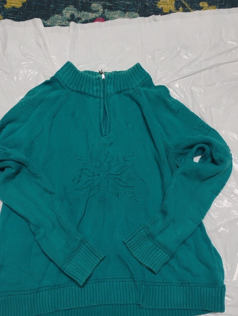 Christopher & Banks Teal Half-Zip Cowl Neck Sweater